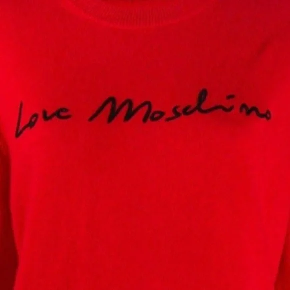 LOVE MOSCHINO Logo Print Blended Cashmere Sweater NWT
